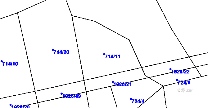 Parcela st. 714/11 v KÚ Koryta u Bezděkova, Katastrální mapa