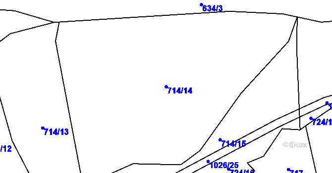 Parcela st. 714/14 v KÚ Koryta u Bezděkova, Katastrální mapa