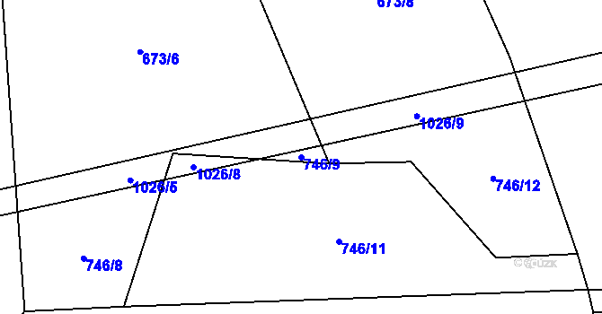 Parcela st. 746/9 v KÚ Koryta u Bezděkova, Katastrální mapa