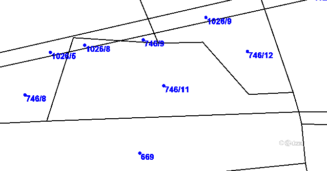 Parcela st. 746/11 v KÚ Koryta u Bezděkova, Katastrální mapa