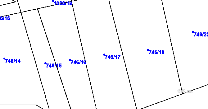 Parcela st. 746/17 v KÚ Koryta u Bezděkova, Katastrální mapa