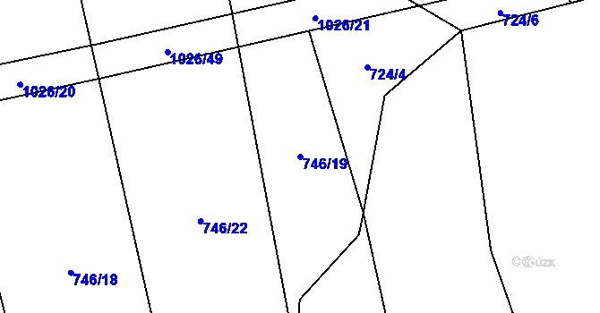 Parcela st. 746/19 v KÚ Koryta u Bezděkova, Katastrální mapa