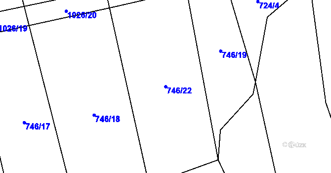 Parcela st. 746/22 v KÚ Koryta u Bezděkova, Katastrální mapa