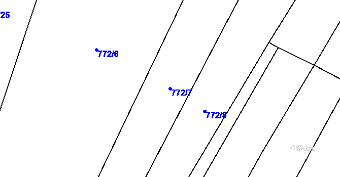 Parcela st. 772/7 v KÚ Koryta u Bezděkova, Katastrální mapa