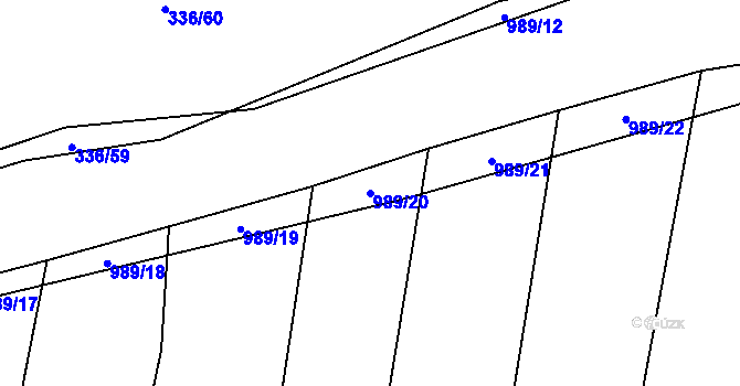 Parcela st. 989/20 v KÚ Koryta u Bezděkova, Katastrální mapa
