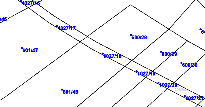 Parcela st. 1027/18 v KÚ Koryta u Bezděkova, Katastrální mapa