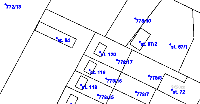 Parcela st. 120 v KÚ Koryta u Bezděkova, Katastrální mapa
