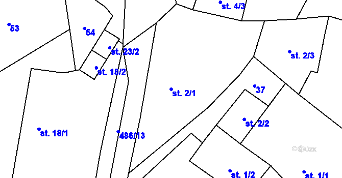 Parcela st. 2/1 v KÚ Struhadlo, Katastrální mapa