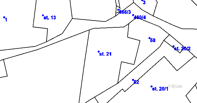 Parcela st. 21 v KÚ Struhadlo, Katastrální mapa