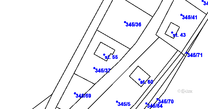 Parcela st. 55 v KÚ Struhadlo, Katastrální mapa