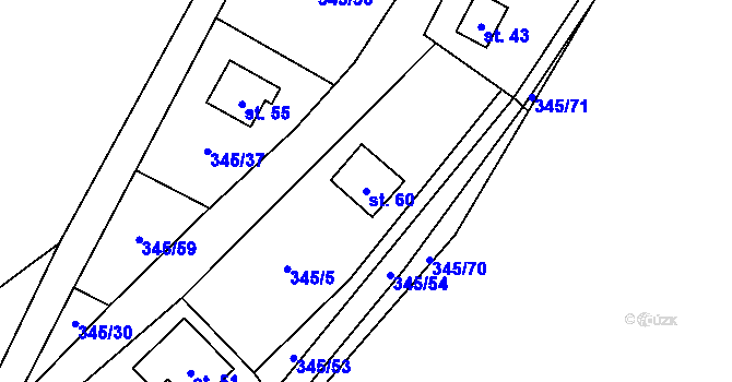 Parcela st. 60 v KÚ Struhadlo, Katastrální mapa