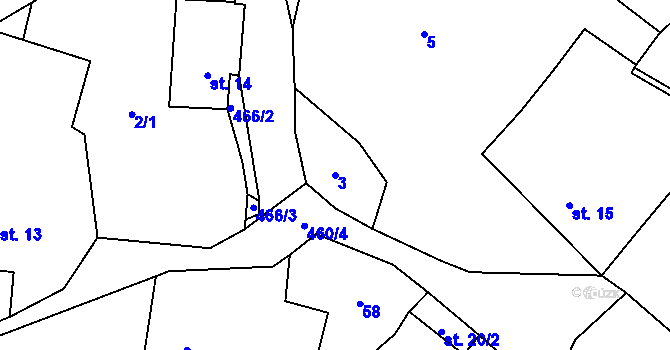 Parcela st. 3 v KÚ Struhadlo, Katastrální mapa