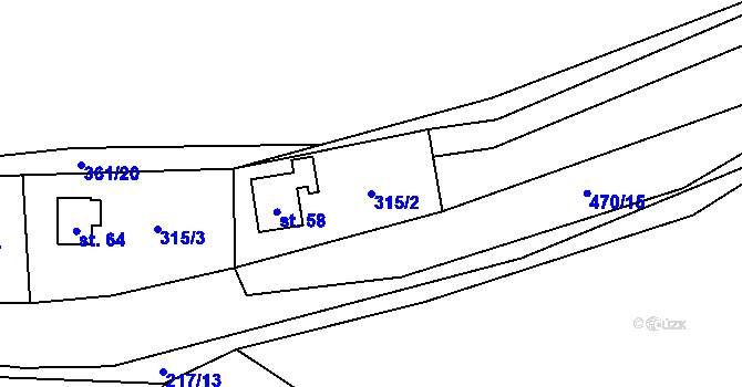 Parcela st. 315/2 v KÚ Struhadlo, Katastrální mapa