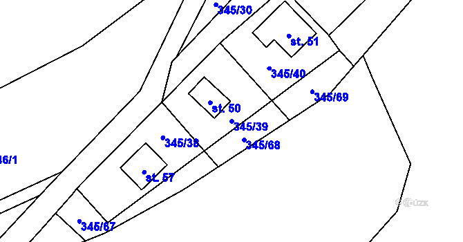 Parcela st. 345/39 v KÚ Struhadlo, Katastrální mapa