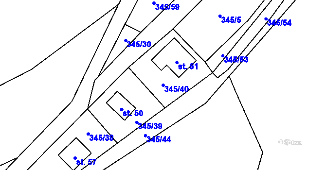 Parcela st. 345/40 v KÚ Struhadlo, Katastrální mapa