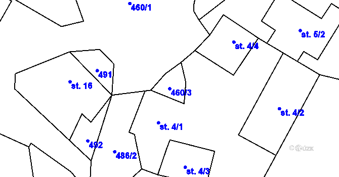 Parcela st. 460/3 v KÚ Struhadlo, Katastrální mapa