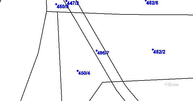 Parcela st. 496/7 v KÚ Struhadlo, Katastrální mapa