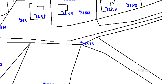 Parcela st. 217/13 v KÚ Struhadlo, Katastrální mapa