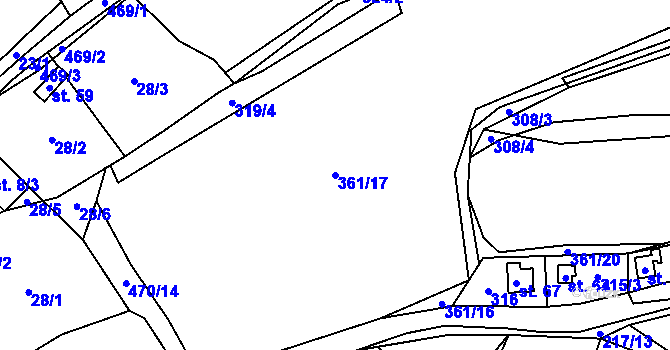 Parcela st. 361/17 v KÚ Struhadlo, Katastrální mapa