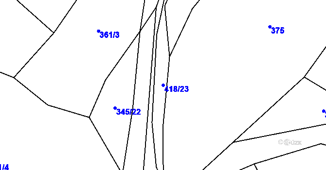 Parcela st. 418/23 v KÚ Struhadlo, Katastrální mapa