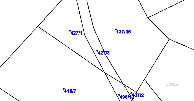Parcela st. 427/3 v KÚ Struhadlo, Katastrální mapa
