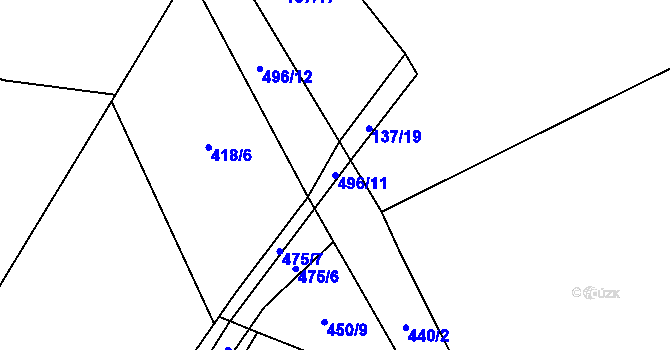 Parcela st. 496/11 v KÚ Struhadlo, Katastrální mapa