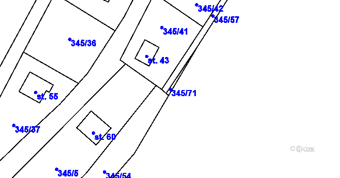 Parcela st. 345/71 v KÚ Struhadlo, Katastrální mapa