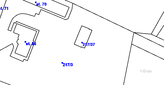 Parcela st. 217/37 v KÚ Struhadlo, Katastrální mapa