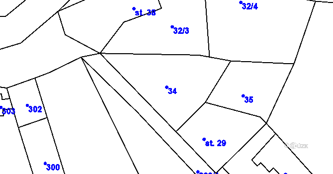 Parcela st. 34 v KÚ Tetětice u Bezděkova, Katastrální mapa