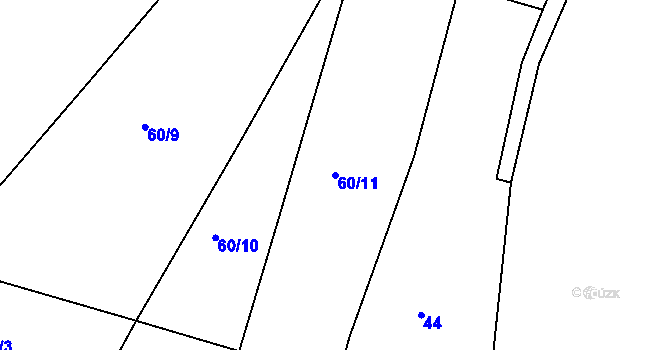 Parcela st. 60/11 v KÚ Tetětice u Bezděkova, Katastrální mapa
