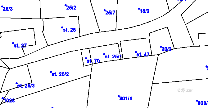 Parcela st. 25/1 v KÚ Bezděkov u Kasejovic, Katastrální mapa