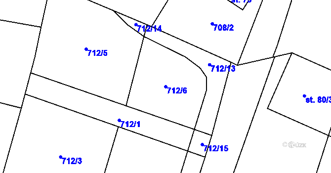 Parcela st. 712/6 v KÚ Bezděkov u Kasejovic, Katastrální mapa