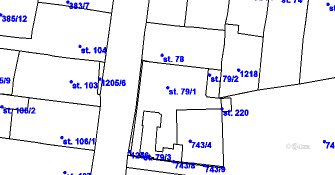 Parcela st. 79/1 v KÚ Bezděkov u Žatce, Katastrální mapa