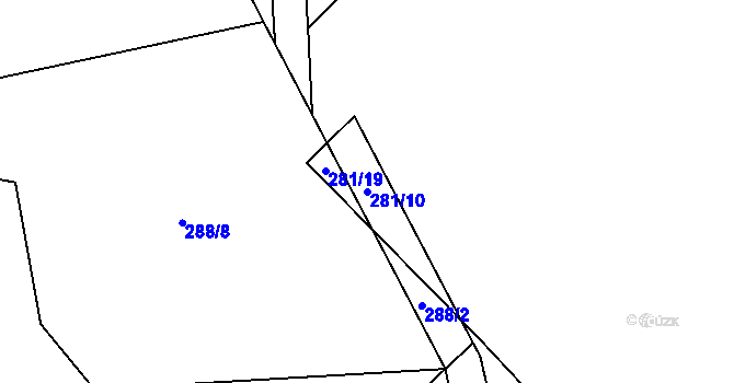 Parcela st. 281/10 v KÚ Bezděkov u Žatce, Katastrální mapa