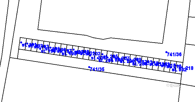 Parcela st. 741/20 v KÚ Bezděkov u Žatce, Katastrální mapa