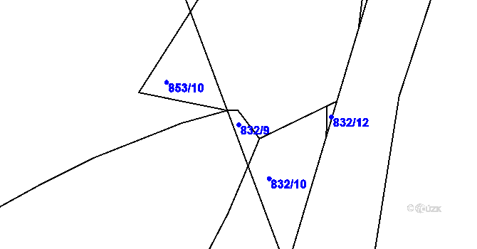 Parcela st. 832/9 v KÚ Bezděkov u Žatce, Katastrální mapa
