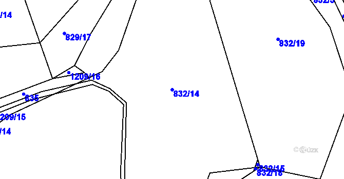 Parcela st. 832/14 v KÚ Bezděkov u Žatce, Katastrální mapa