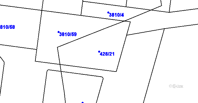 Parcela st. 428/21 v KÚ Bezděkov u Žatce, Katastrální mapa