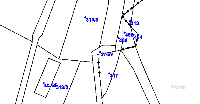 Parcela st. 376/2 v KÚ Bezděkov u Krásné Hory, Katastrální mapa