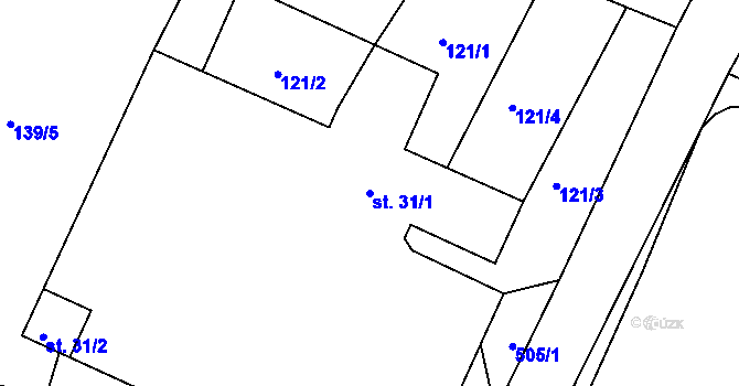 Parcela st. 31/1 v KÚ Bezděkov, Katastrální mapa