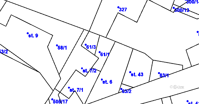 Parcela st. 61/1 v KÚ Bezděkov, Katastrální mapa