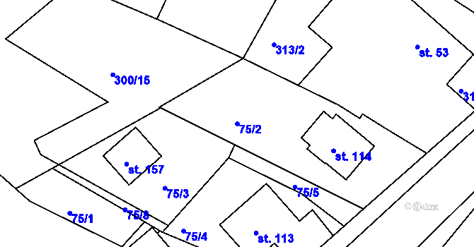 Parcela st. 75/2 v KÚ Bezděkov, Katastrální mapa