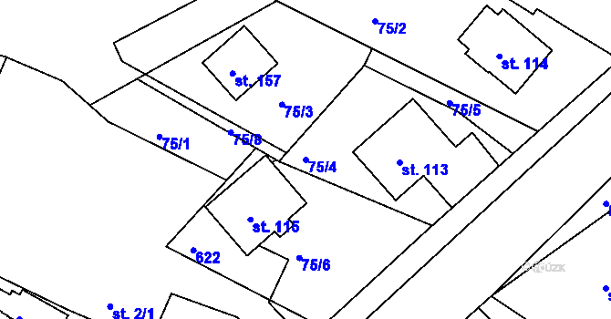 Parcela st. 75/4 v KÚ Bezděkov, Katastrální mapa