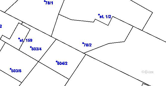 Parcela st. 78/2 v KÚ Bezděkov, Katastrální mapa