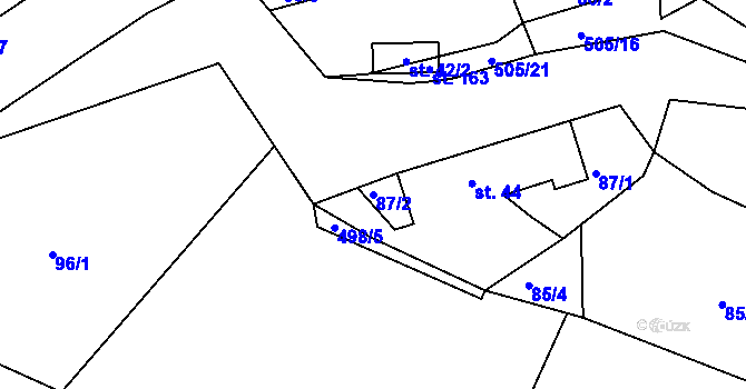 Parcela st. 87/2 v KÚ Bezděkov, Katastrální mapa