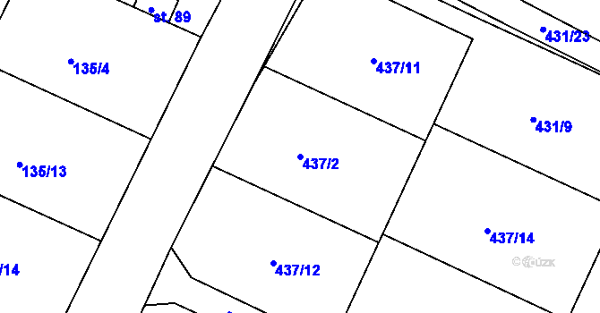 Parcela st. 437/2 v KÚ Bezděkov, Katastrální mapa