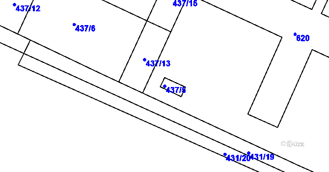 Parcela st. 437/5 v KÚ Bezděkov, Katastrální mapa