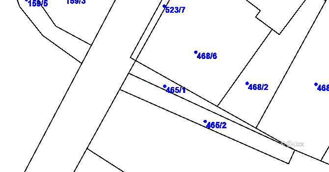 Parcela st. 465/1 v KÚ Bezděkov, Katastrální mapa