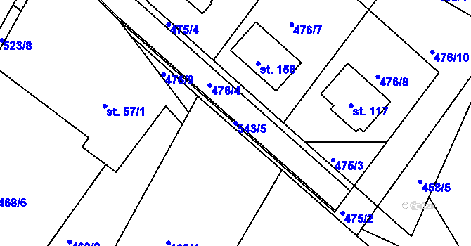 Parcela st. 543/5 v KÚ Bezděkov, Katastrální mapa