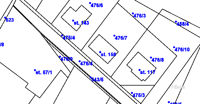 Parcela st. 158 v KÚ Bezděkov, Katastrální mapa